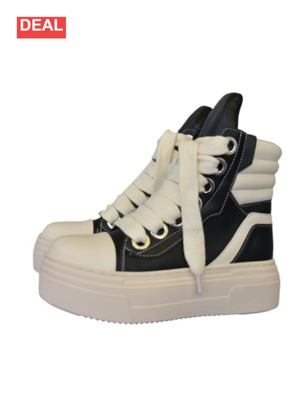 Platform Sneakers Chunky High Top PU Leather Lace-Up Zip Casual Shoes